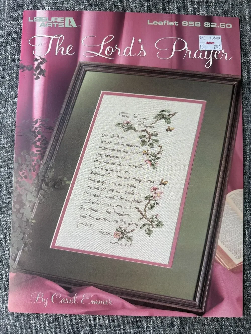 Vintage Leisure Arts The Lords Prayer Cross Stitch Pattern Leaflet Carol Emmer